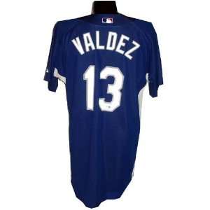 Wilson Valdez #13 2007 Dodgers Game Used Batting Practice Blue Jersey