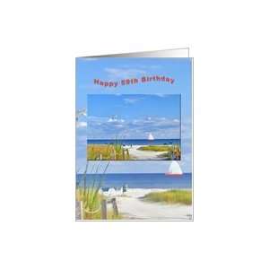  Birthday, 59th, Beach and Ocean View Card Toys & Games