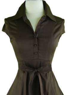 vintage 50s inspired dress   collared v neckline   buttons line center 