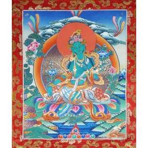  Green Tara Tibetan Buddhist Thangka   Fine Quality 