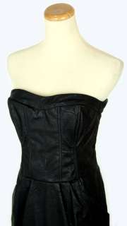   sele strapless faux leather dress with back zipper no padding bra