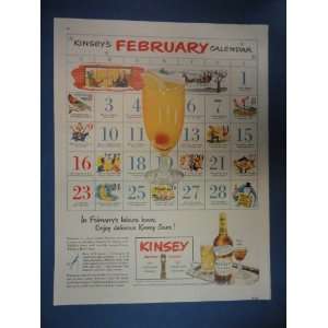   1947 Vintage Magazine ad. Kinseys February Calendar 