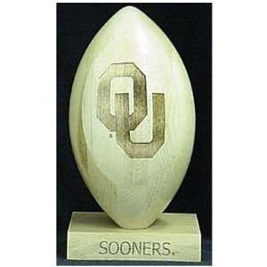  Oklahoma Sooners Solid Maple Wood Laser Engraved Football 