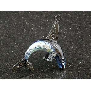   Paul Labrie   Hanging Orca Whale Art Glass Sculpture