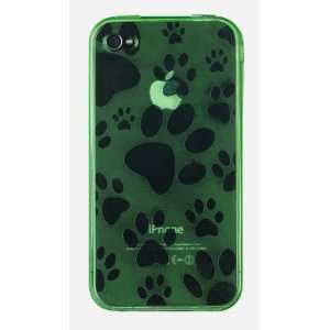  Apple iPhone 4 * Flexi Rubber Case * Dog Prints * (Green 