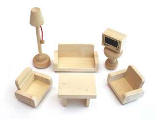 Freda Puppenmöbel Puppenhausmöbel aus Holz 28 Teile + Hussen Bezüge 