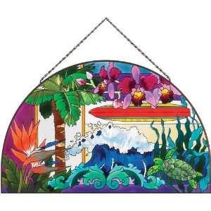   10.5 Beach Collage Stained Glass Arch by Joan Baker