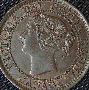 1859 Canadian Large Penny Queen Victoria One Cent Coin  