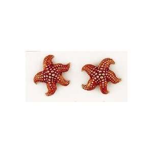  Reyes del Mar 14K Gold Starfish Enamel Earring