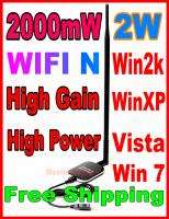   High Gain 2000mW 2w Wireless N usb wifi b g n Adapter antenna  