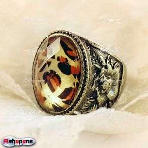 Fashion Retro Vintage Bronze leopard Caring Carve Flower Ring  