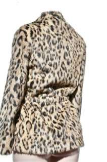 Vintage 50s 60s Mod Faux fur LEOPARD CHEETAH Jacket COAT Size Small 