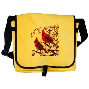  Messenger Bag Christmas Cardinals Snowy Red Berry Branches 