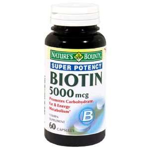  Natures Bounty Super Potency Biotin, 5000mcg, 60 Capsules 