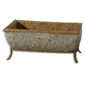  UT19185   Slate Chip Planter with Brown Accents Patio 