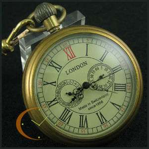 Vintage Full Copper Unisex Pocket Watch Second&24hours Sub dials 