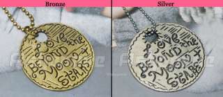   Vintage Silver and Bronze Round Love Letters Pendant Necklace  