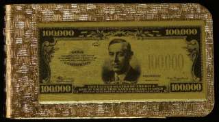 100,000.00 Note Money Card Clip Mint Gold  