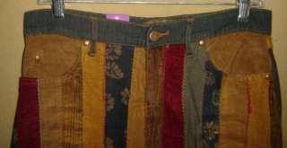 PATCHWORK Bohemian HIPPIE DENIM MAXI Jeans SKIRT Boho S 3 NWT  