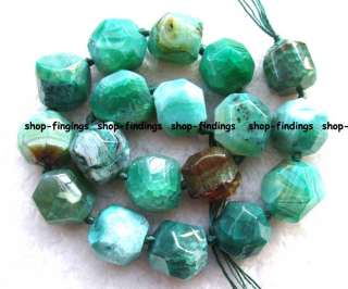 green faceted 19 22mm natural agate freeform gemstone Beads 16.5 new 