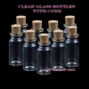50 CLEAR GLASS BOTTLES with corks 1ml Viles, potion, small bottles 