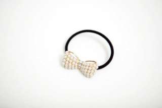 Korea Cute Girl Pearl Diamond Bow Headband Hairband Hair Ring  