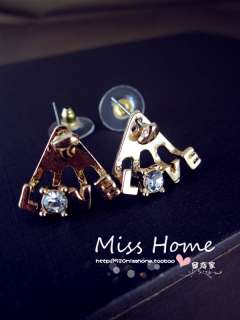 Hot New Korea Style Fashion Gold Metal Charm Crystal Love Heart Ear 