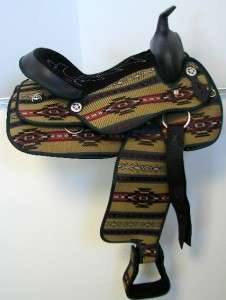 16 Western Horse Trail Synthetic Saddle in New Navajo style Headstall 