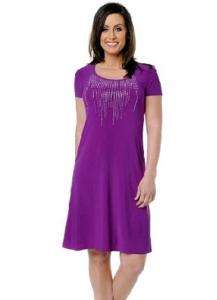 Tiana B Short Sleeve Dress Stud Embellishments $49 BLUE  