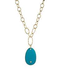 Kenneth Jay Lane Open Link Turquoise Pendant Necklace $150.00