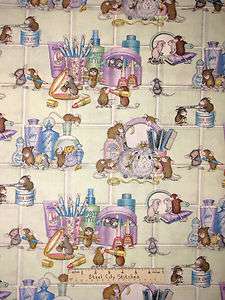 House Mouse Makeovers Quilting Treasures Mice Bathroom Makeup Cotton 