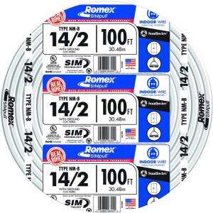   100 ft. 14 2 Romex NM B W/G White Cable 56753523 