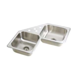   Mount Stainless Steel 31 7/8x31 7/8x7 4 Hole Double Bowl Kitchen Sink