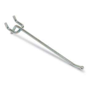   in. Zinc Plated Steel Double Prong Straight Hook for 1/4 in. Pegboard