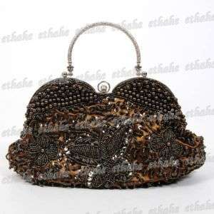 Elegant Tote Handbag Hand Shoulder Bag Chain Brown 66DM  