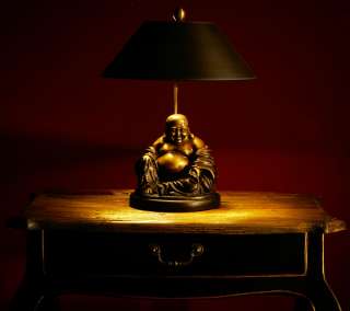 BRONZE HAPPY BUDDHA LAMPE LEUCHTE TISCHLEUCHTE 50cm  