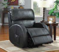 Power Lift Recliner Chair In Black Leather With Remote Control  