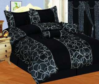 NEW Bed In A Bag Black Jacquard Suede Comforter Set  