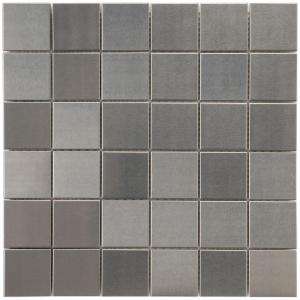   11 7/8 in. x11 7/8 in. Stainless Steel Over Porcelain Mosaic Wall Tile