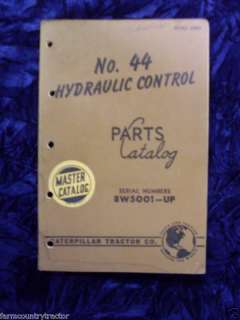 Caterpillar 44 Hydraulic Control 8W5001 Parts Manual  