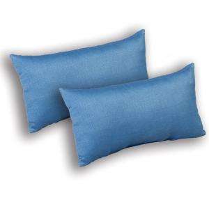 Plantation Patterns 20 In. Coastal Blue Textured Lumbar Pillow, 2 Pack 