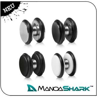 ManoaShark® 2er Set Magnet Fake Plug Piercing Acryl Edelstahl Schwarz 