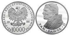 Poland 10.000 ZL John Paul II 1986 Silver RAR  
