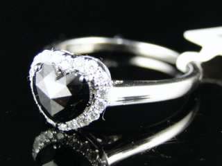 14K HEART ENGAGEMENT WEDDING BLACK DIAMOND RING 1.09 CT  