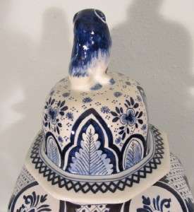 Antique Delft Blue Porcelain Ginger Jar Lidded Vase Faience by Boch 