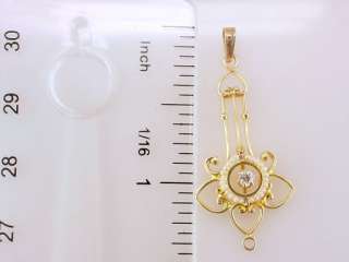 Antique Victorian Genuine Diamond Pearl Yellow Gold Necklace Pendant 