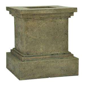 MPG 18 in. H Cast Stone Square Pedestal Planter Aged Granite PF5430AG 