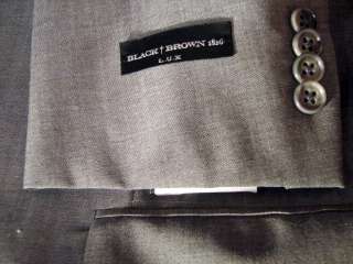 Black Brown 1826 Lux Mens Grey Wool Suit 40L NWT +Zegna Tie  