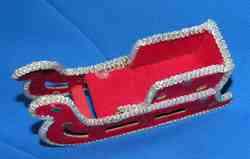   RED CARDBOARD/CHENILLE JAPAN XMAS SLEIGH,CANDY CONTAINER/GREAT4 SANTA
