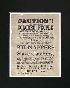 Colored People Boston 1851 Ad Slave Black Americana  